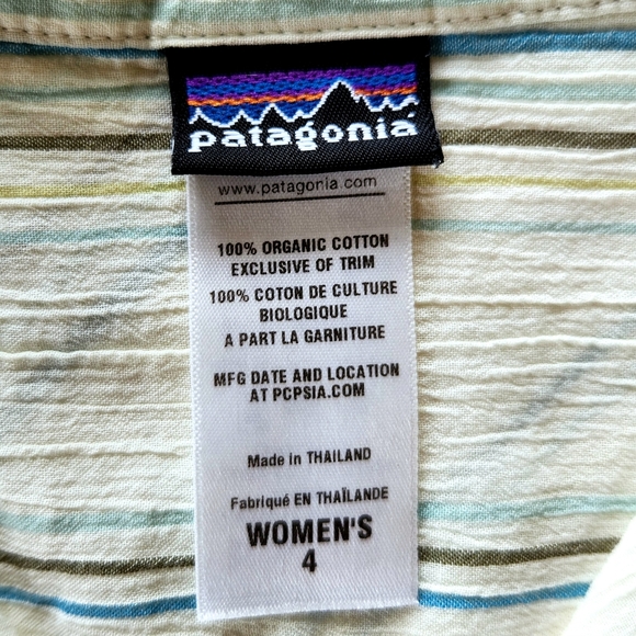 Patagonia Pale Yellow Pinstripe Long Sleeve Button Shirt Blouse | Women's Size 4 - Picture 6 of 8